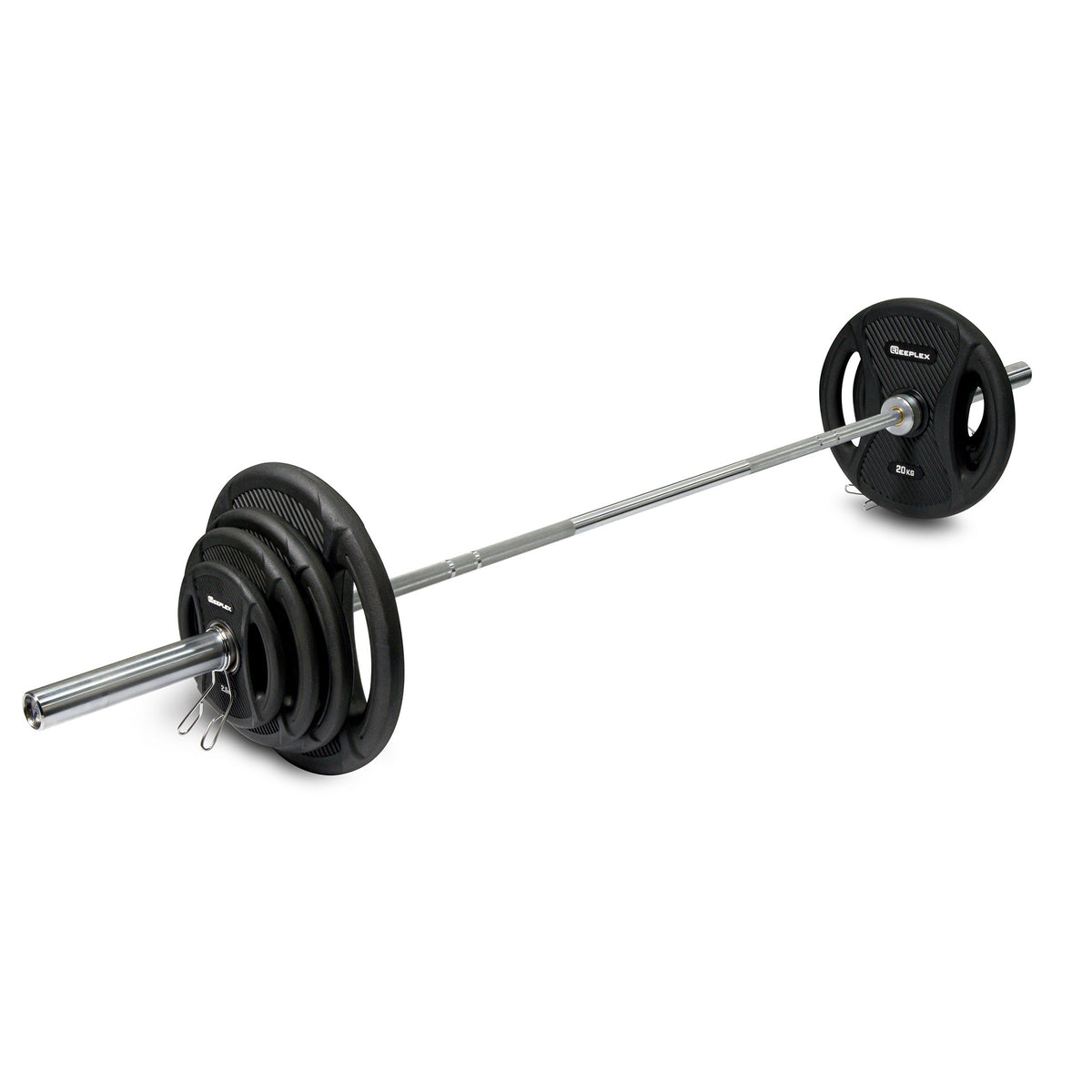 100kg Pro Olympic Barbell & Weight Set with Clips