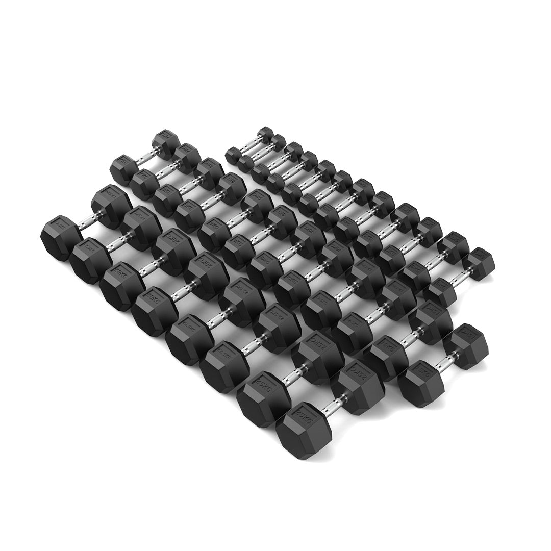 1-25kg Rubber Hex Dumbbell Set main