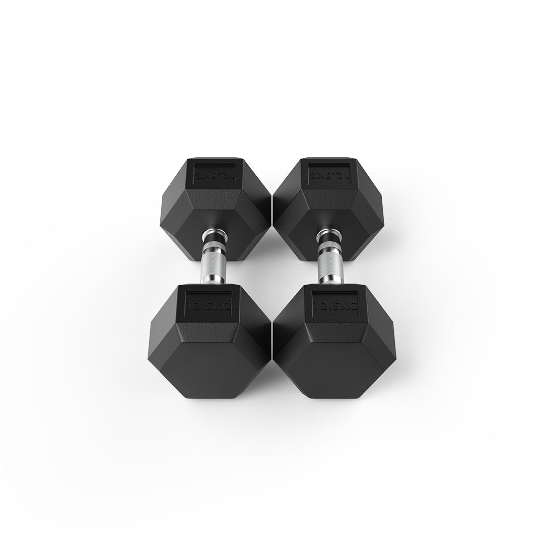 image of 12.5kg Rubber Hex Dumbbell Pair