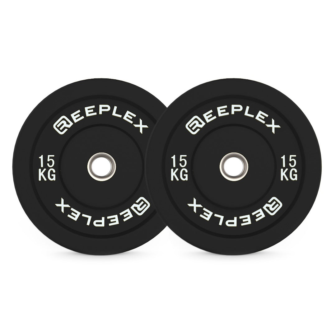 Reeplex 15kg Black Bumper Plates Pair 