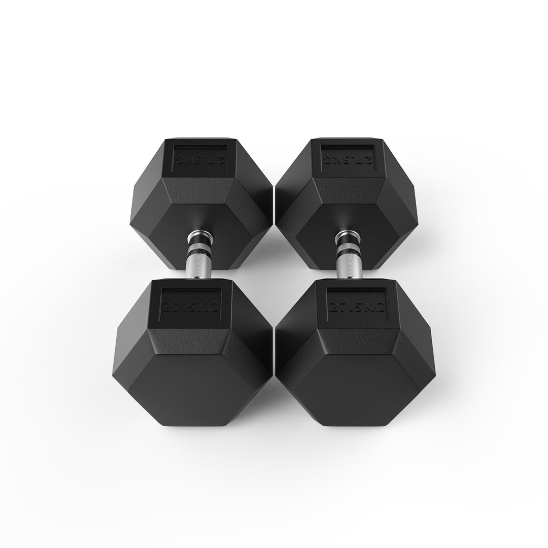 27.5kg rubber hex dumbbell pair