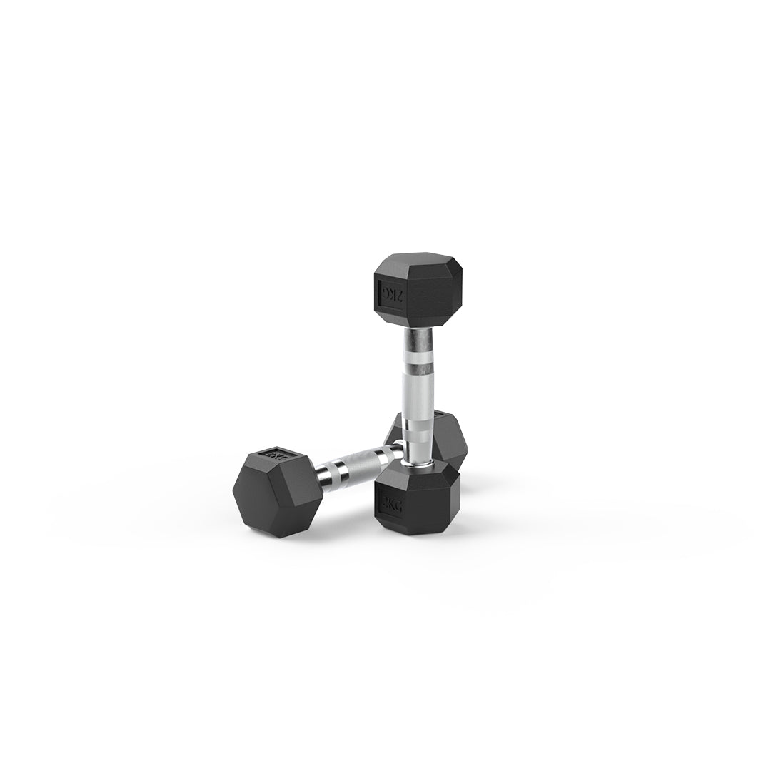 image of 2kg rubber hex dumbbell pair