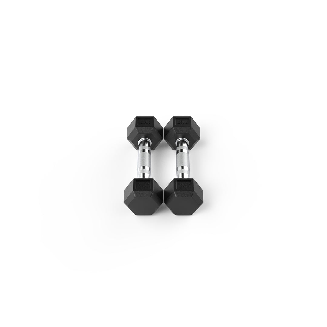 2kg rubber hex dumbbell pair