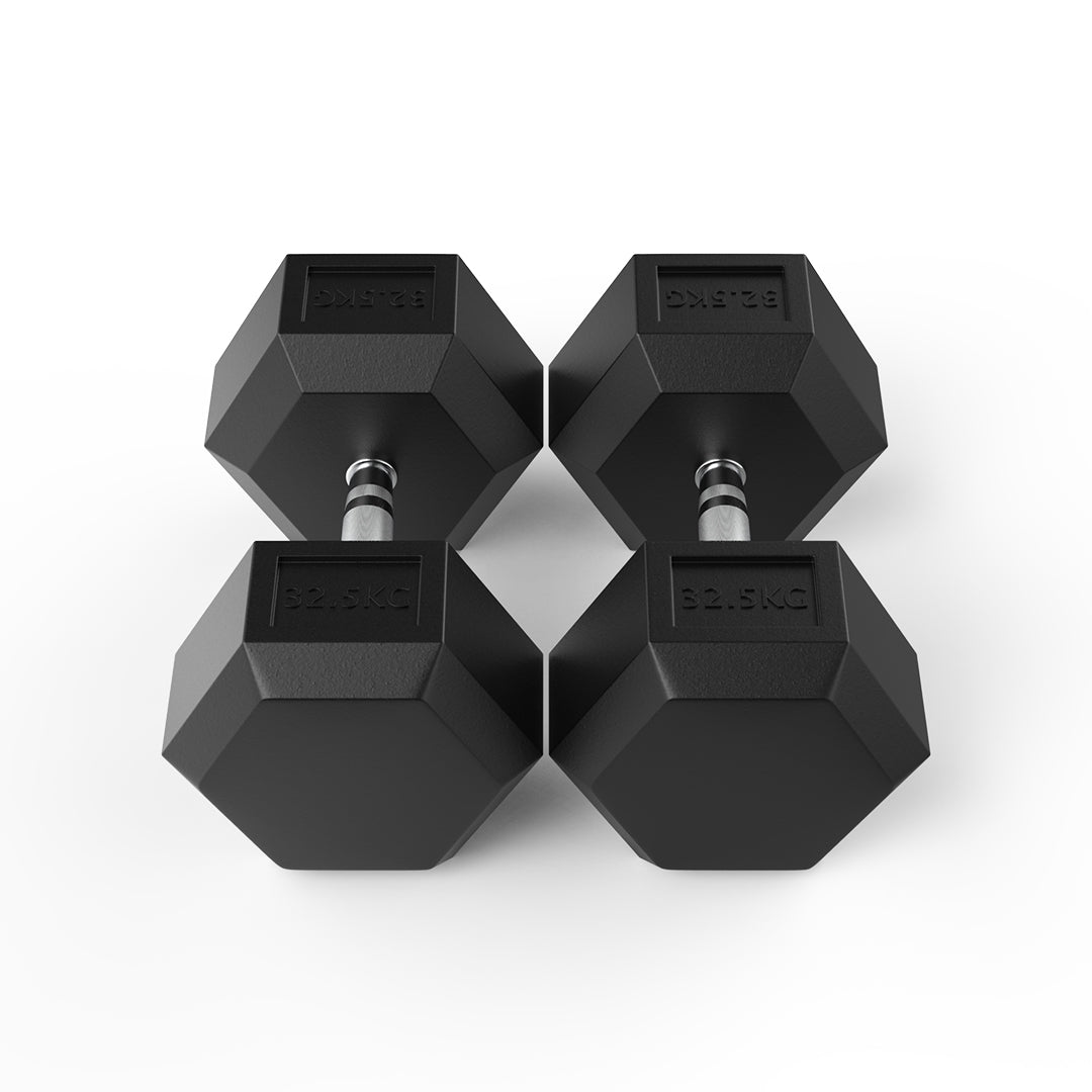 32.5kg  rubber hex dumbbell pair