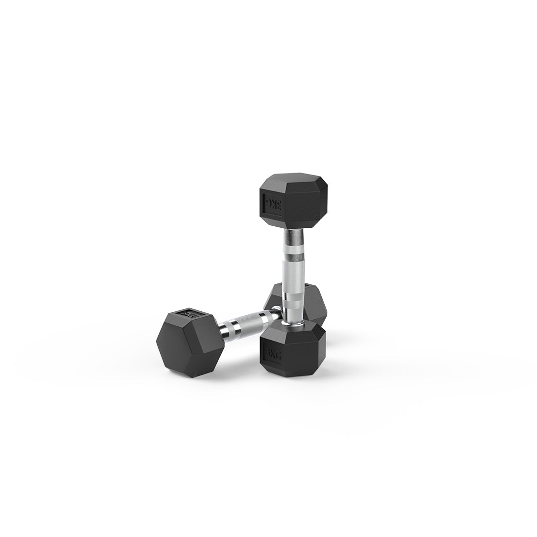 image of 3kg Rubber Hex Dumbbell Pair