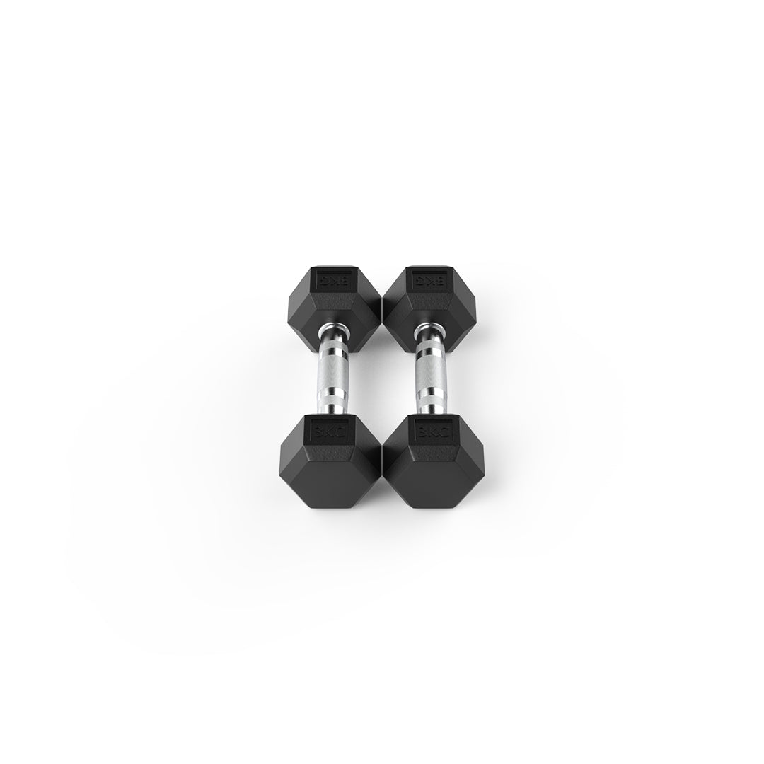 3kg Rubber Hex Dumbbell Pair