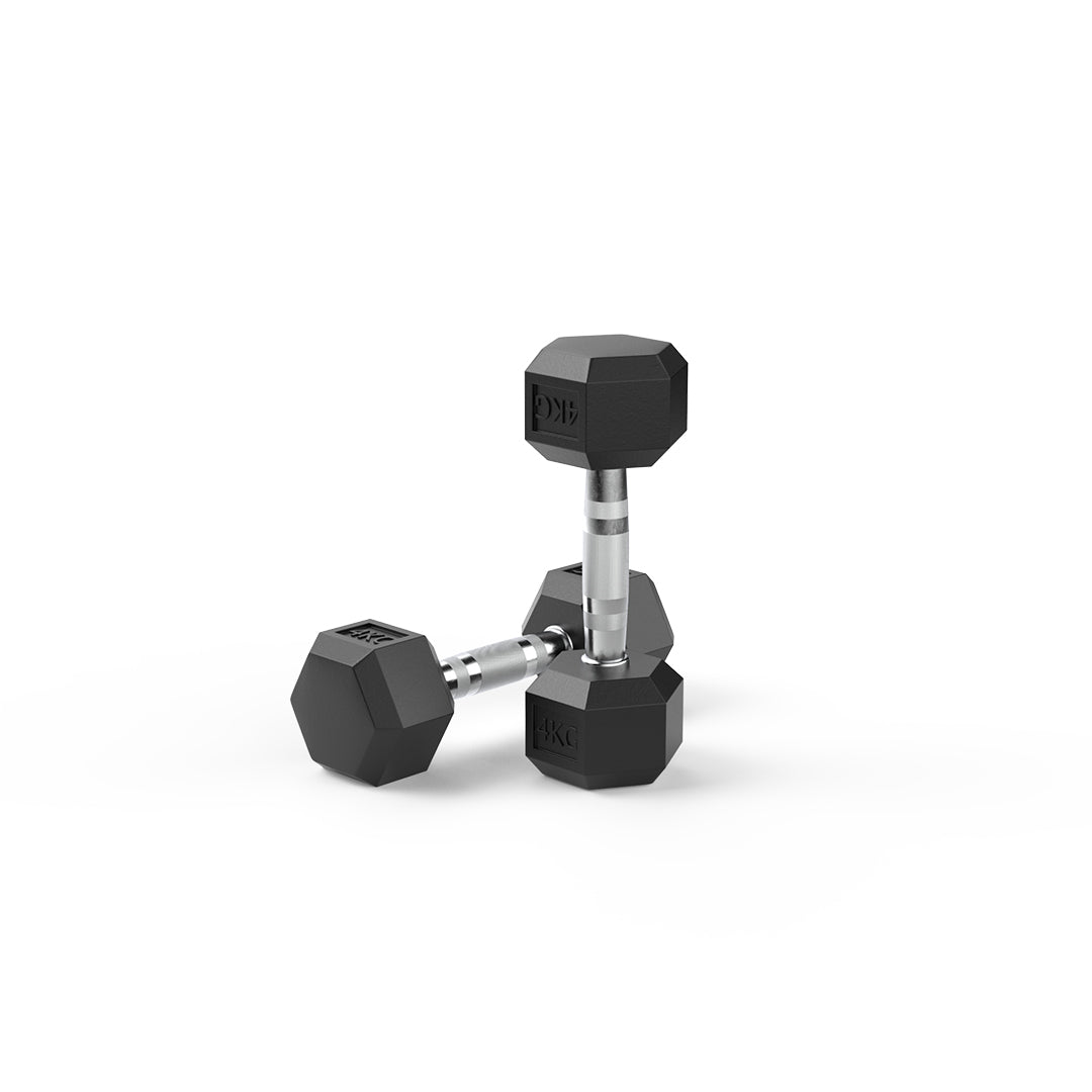 image of 4kg Rubber Hex Dumbbell Pair