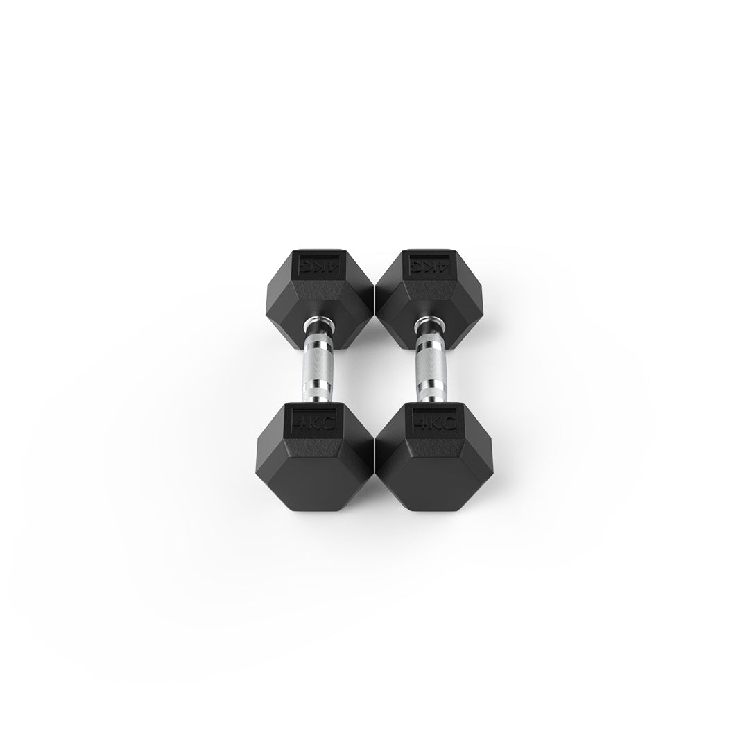 4kg Rubber Hex Dumbbell Pair