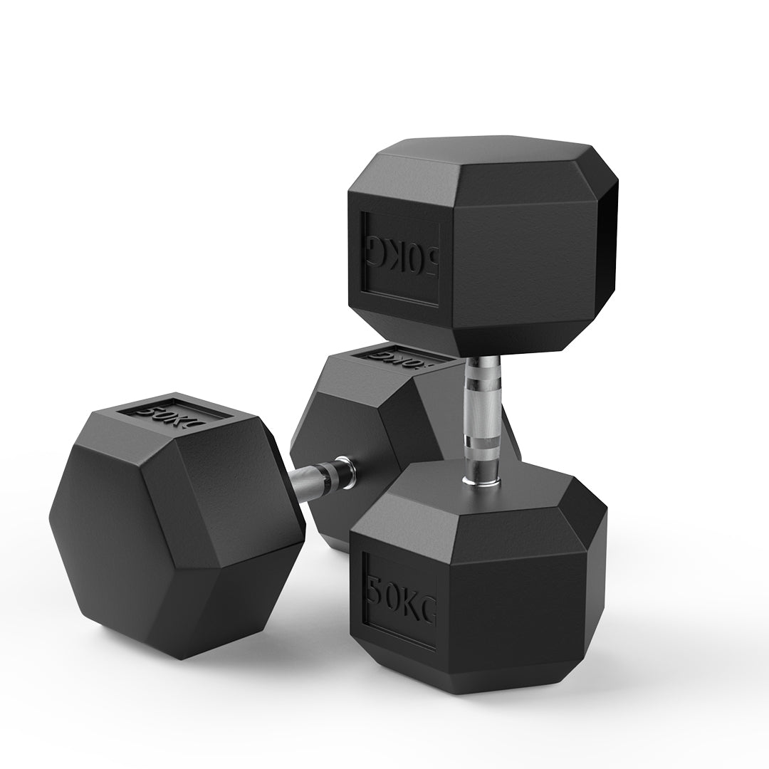 50kg Rubber Hex Dumbbell Pair
