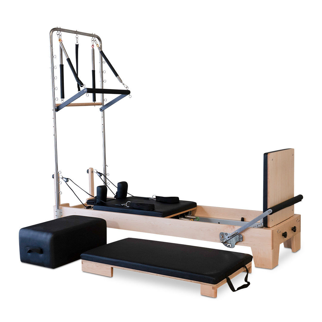 Reeplex Pilates Reformer Pro Maple Wood with Half Trapeze Tower