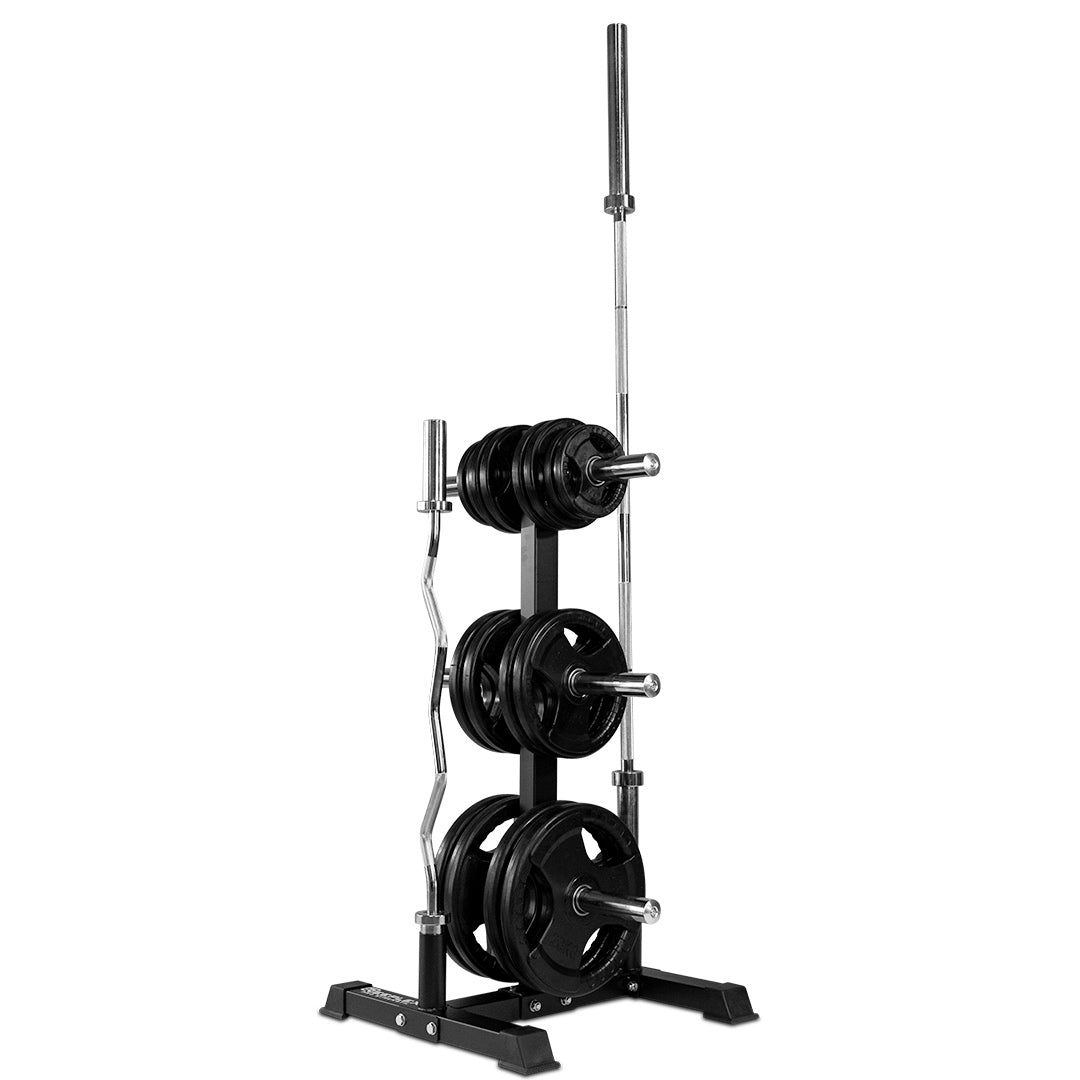 170kg Barbell and Weight Set with Plate Storage Tree Package