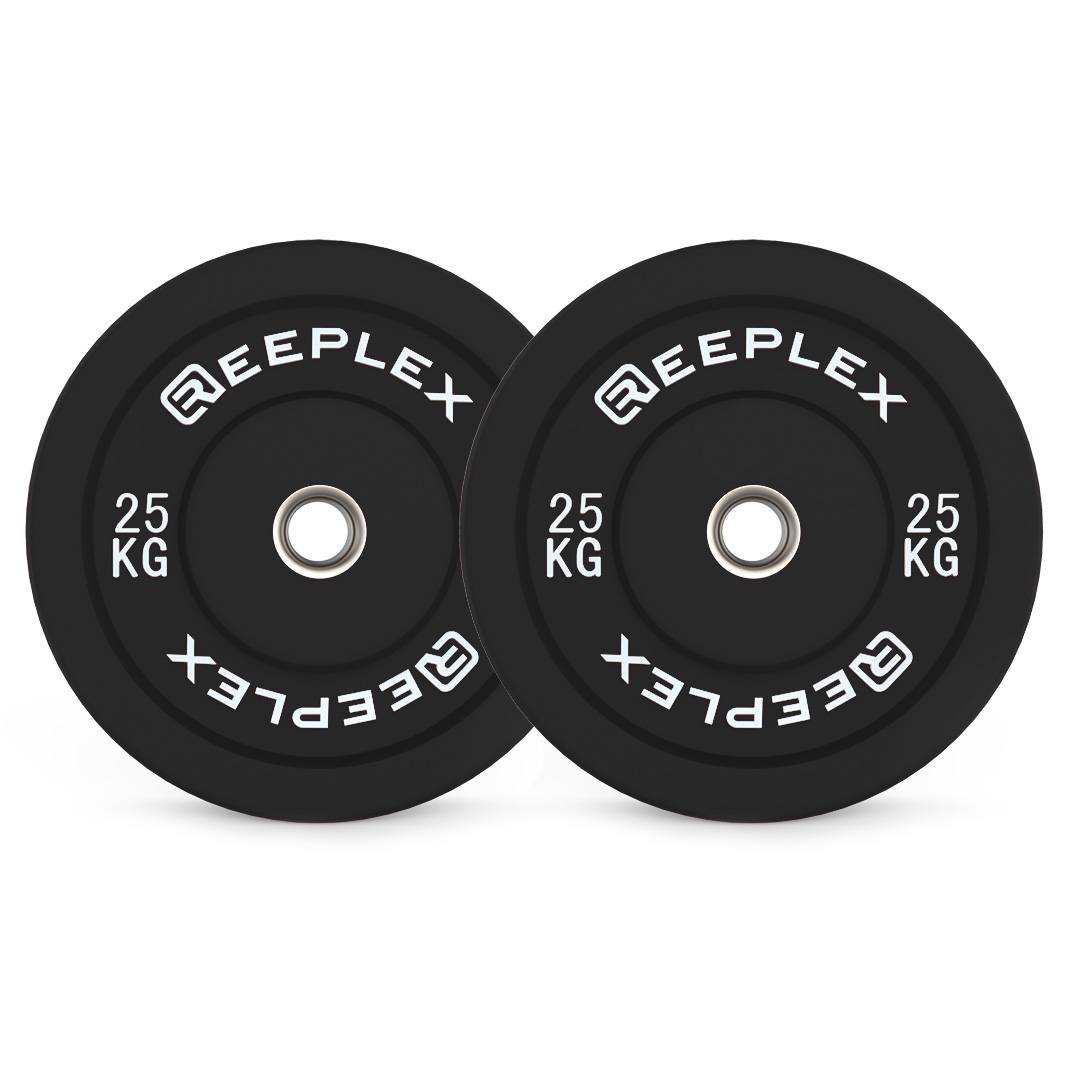 Reeplex 25kg Black Bumper Plates Pair