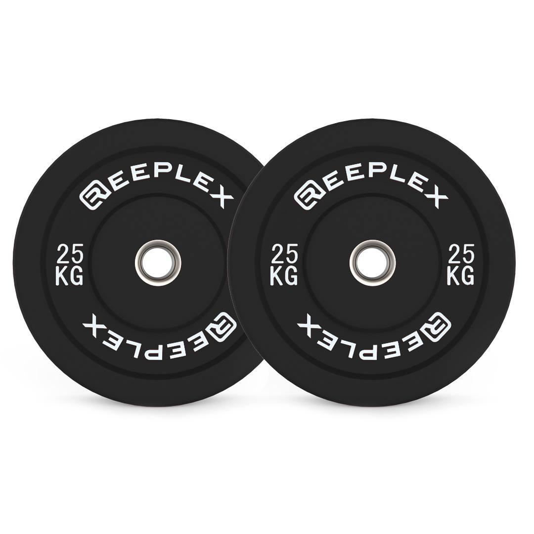 Reeplex 25kg Black Bumper Plates Pair 