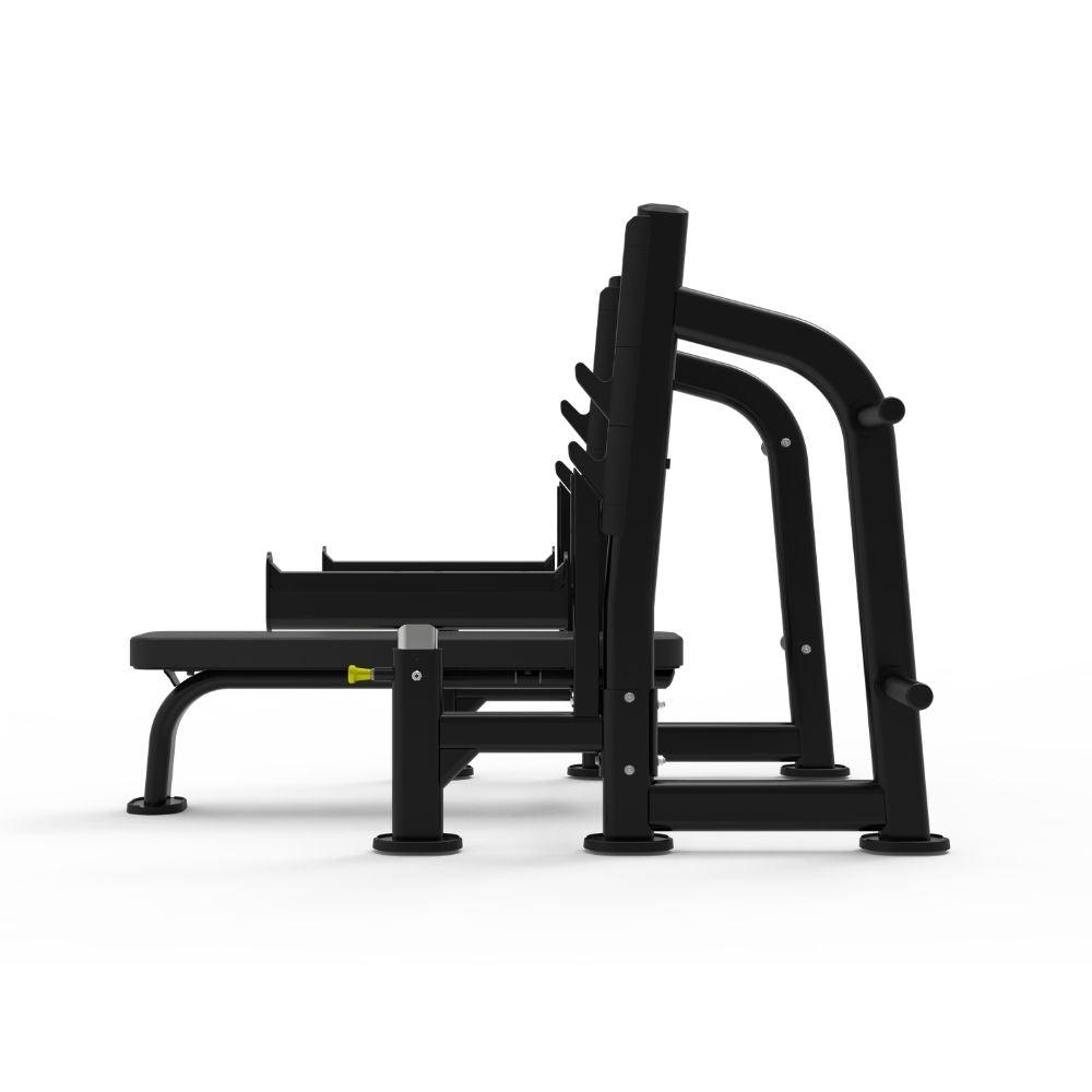 Impulse Olympic Flat Bench with Safety Bar Attachment