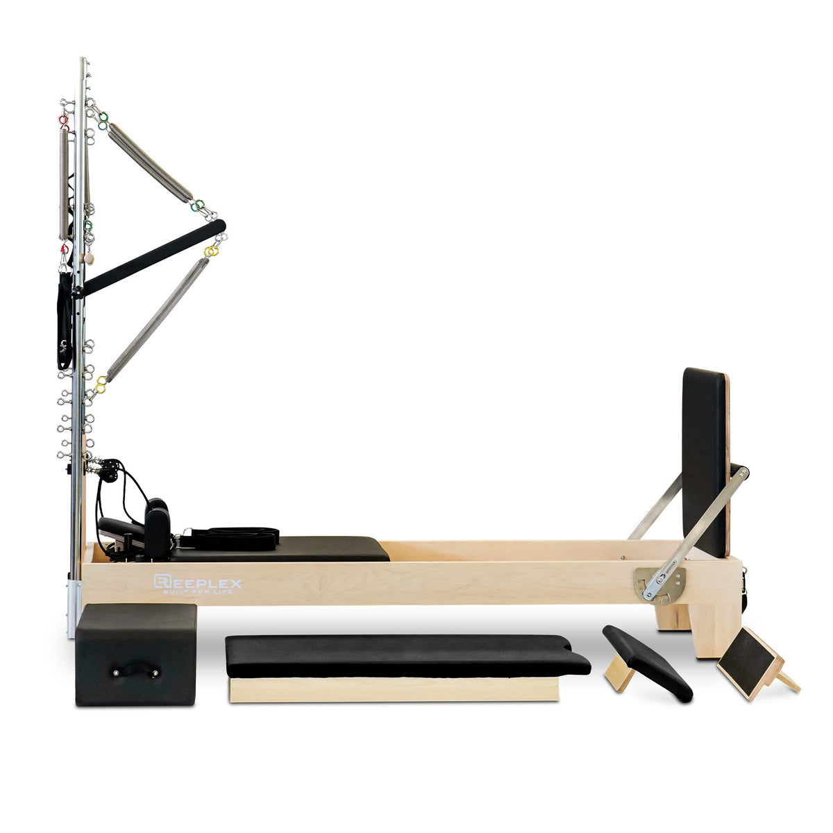 Reeplex Pilates Reformer Maple Wood with Half Trapeze Tower Flex Series