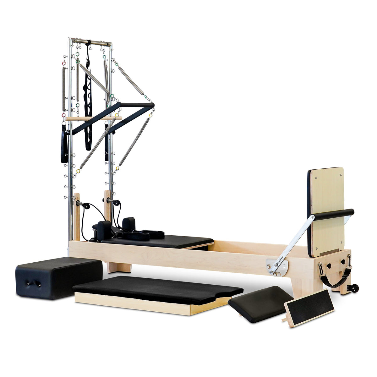 Reeplex Pilates Reformer Maple Wood with Half Trapeze Tower Flex Series