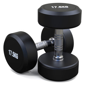 17.5kg Round Head Rubber Dumbbells Pair