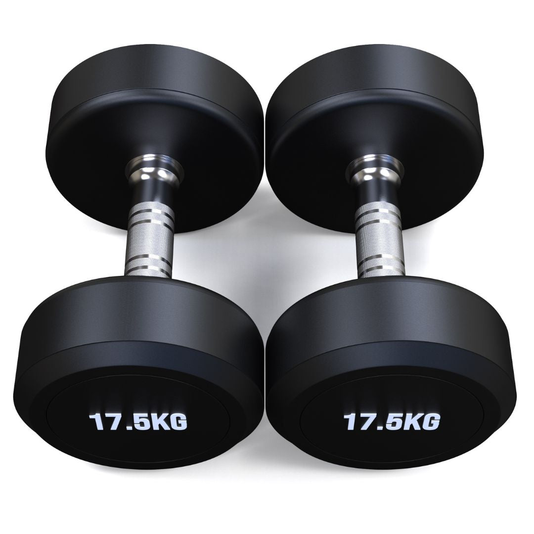 17.5kg Round Head Rubber Dumbbells Pair