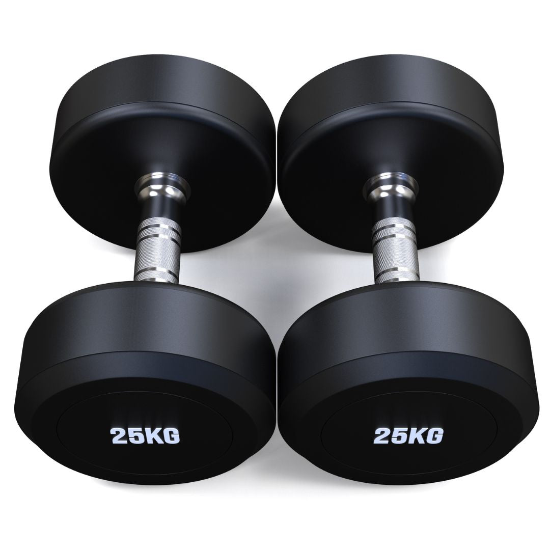 25kg Round Head Rubber Dumbbells Pair