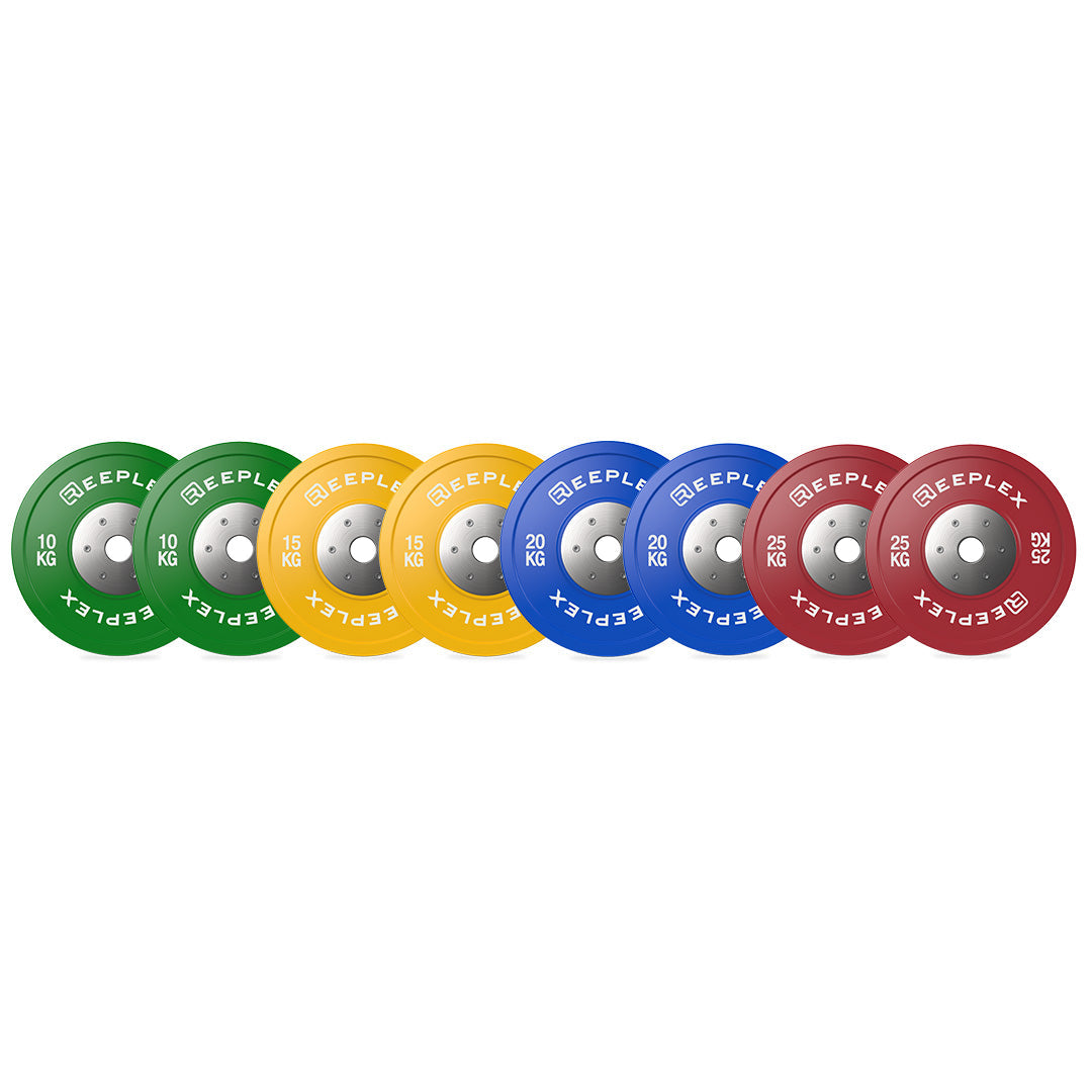 140kg Reeplex Pro Comp Coloured Bumper Weight Plate Set