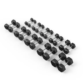 1-10kg Rubber Hex Dumbbell Set