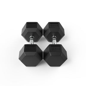 image of 22.5kg rubber hex dumbbell pair