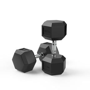 image of 27.5kg rubber hex dumbbell pair