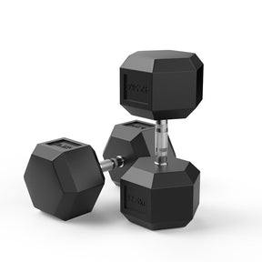 image of 42.5kg Rubber Hex Dumbbell Pair