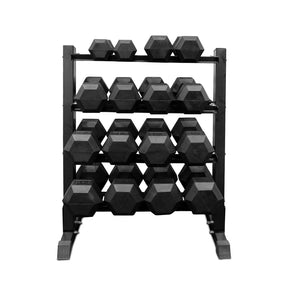 5-25kg Rubber Hex Dumbbell Set & Rack