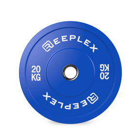 Coloured Bumper Plates 20kg front shot