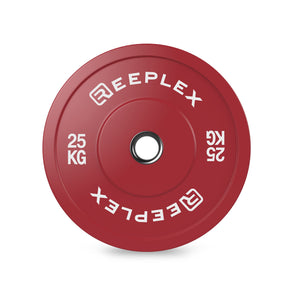 Coloured Bumper Plates 25kg front shot