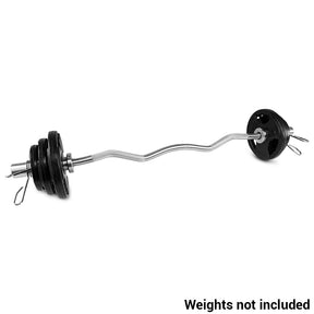 Reeplex Olympic Commercial EZ Curl Barbell with Clips